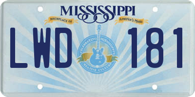MS license plate LWD181