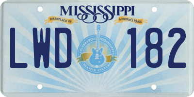 MS license plate LWD182