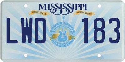 MS license plate LWD183