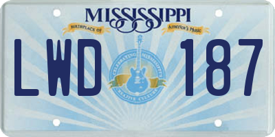 MS license plate LWD187