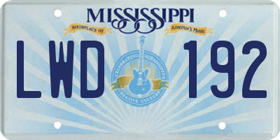 MS license plate LWD192