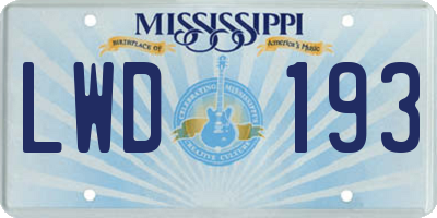 MS license plate LWD193