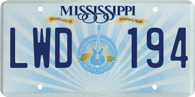 MS license plate LWD194