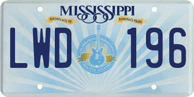 MS license plate LWD196