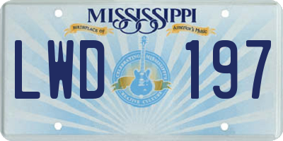MS license plate LWD197