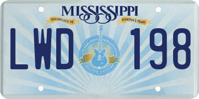 MS license plate LWD198