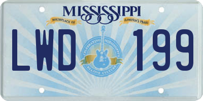 MS license plate LWD199