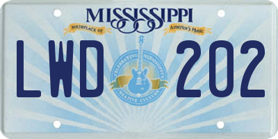 MS license plate LWD202
