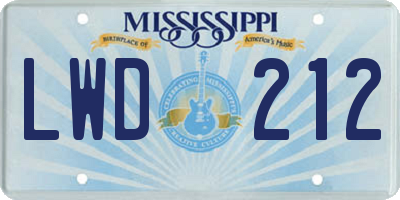 MS license plate LWD212