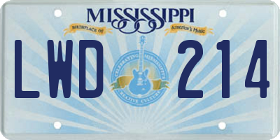 MS license plate LWD214