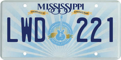 MS license plate LWD221