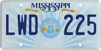 MS license plate LWD225