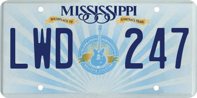 MS license plate LWD247