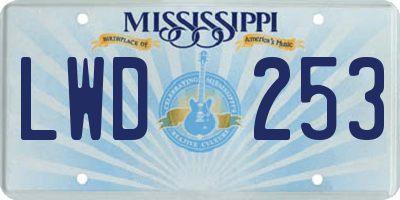 MS license plate LWD253