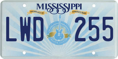 MS license plate LWD255