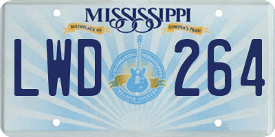 MS license plate LWD264