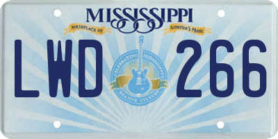 MS license plate LWD266