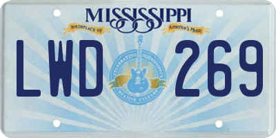 MS license plate LWD269