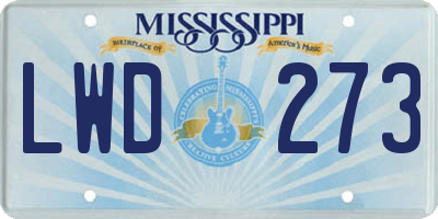 MS license plate LWD273