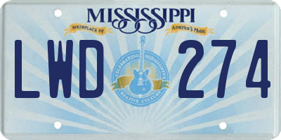 MS license plate LWD274
