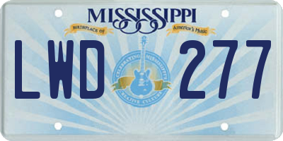 MS license plate LWD277