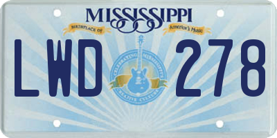 MS license plate LWD278