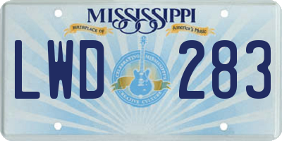 MS license plate LWD283
