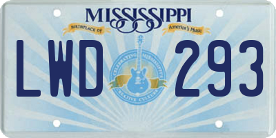 MS license plate LWD293