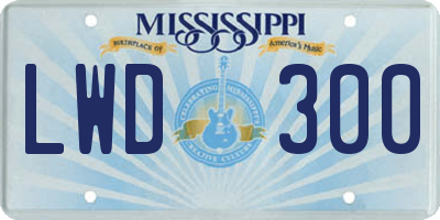 MS license plate LWD300