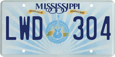 MS license plate LWD304