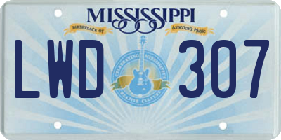MS license plate LWD307
