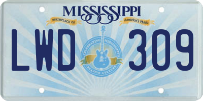 MS license plate LWD309
