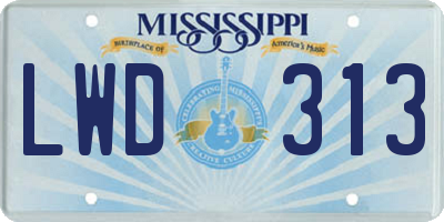 MS license plate LWD313
