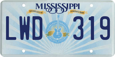 MS license plate LWD319