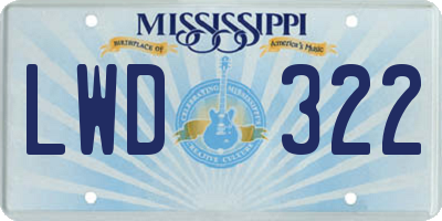 MS license plate LWD322