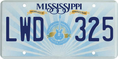 MS license plate LWD325