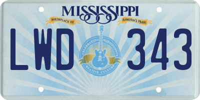 MS license plate LWD343
