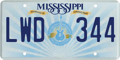 MS license plate LWD344