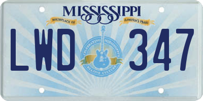 MS license plate LWD347