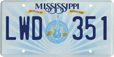 MS license plate LWD351
