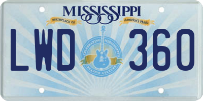 MS license plate LWD360