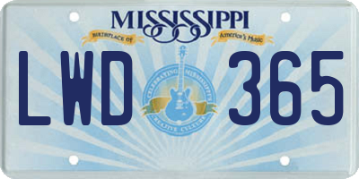 MS license plate LWD365