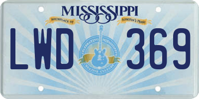 MS license plate LWD369