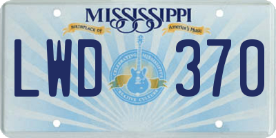 MS license plate LWD370