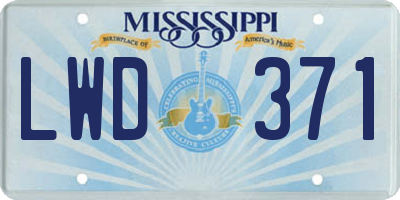 MS license plate LWD371