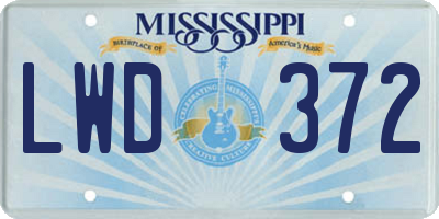 MS license plate LWD372