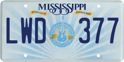 MS license plate LWD377