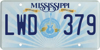 MS license plate LWD379