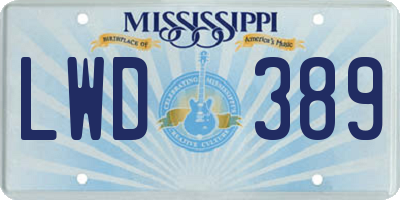 MS license plate LWD389