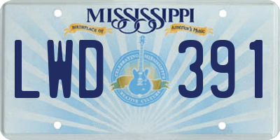 MS license plate LWD391